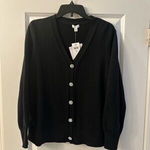 J. Jill Black Holiday Cardigan with rhinestone buttons Medium